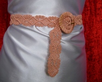 Пояс плетеный "Персиковый ажур" - ручная работа, handmade